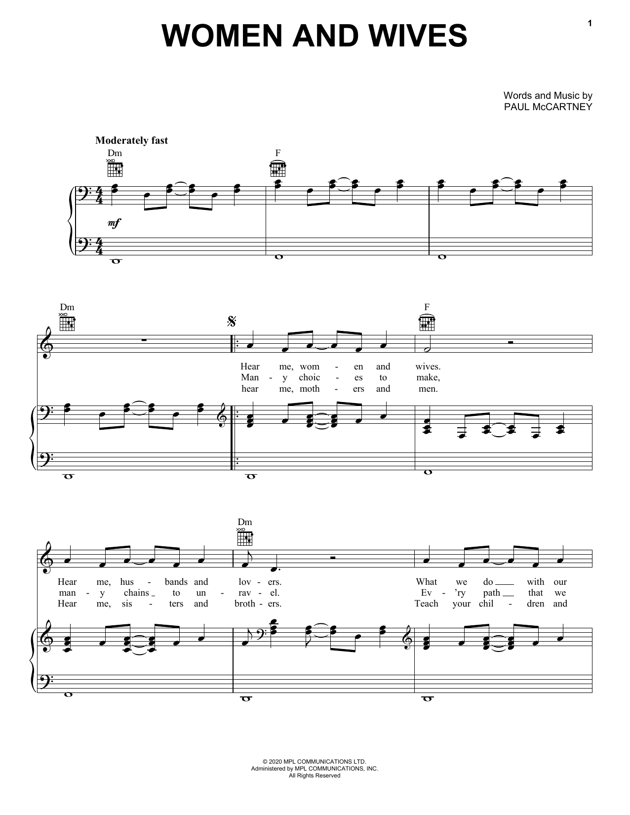 Download Paul McCartney Women And Wives Sheet Music