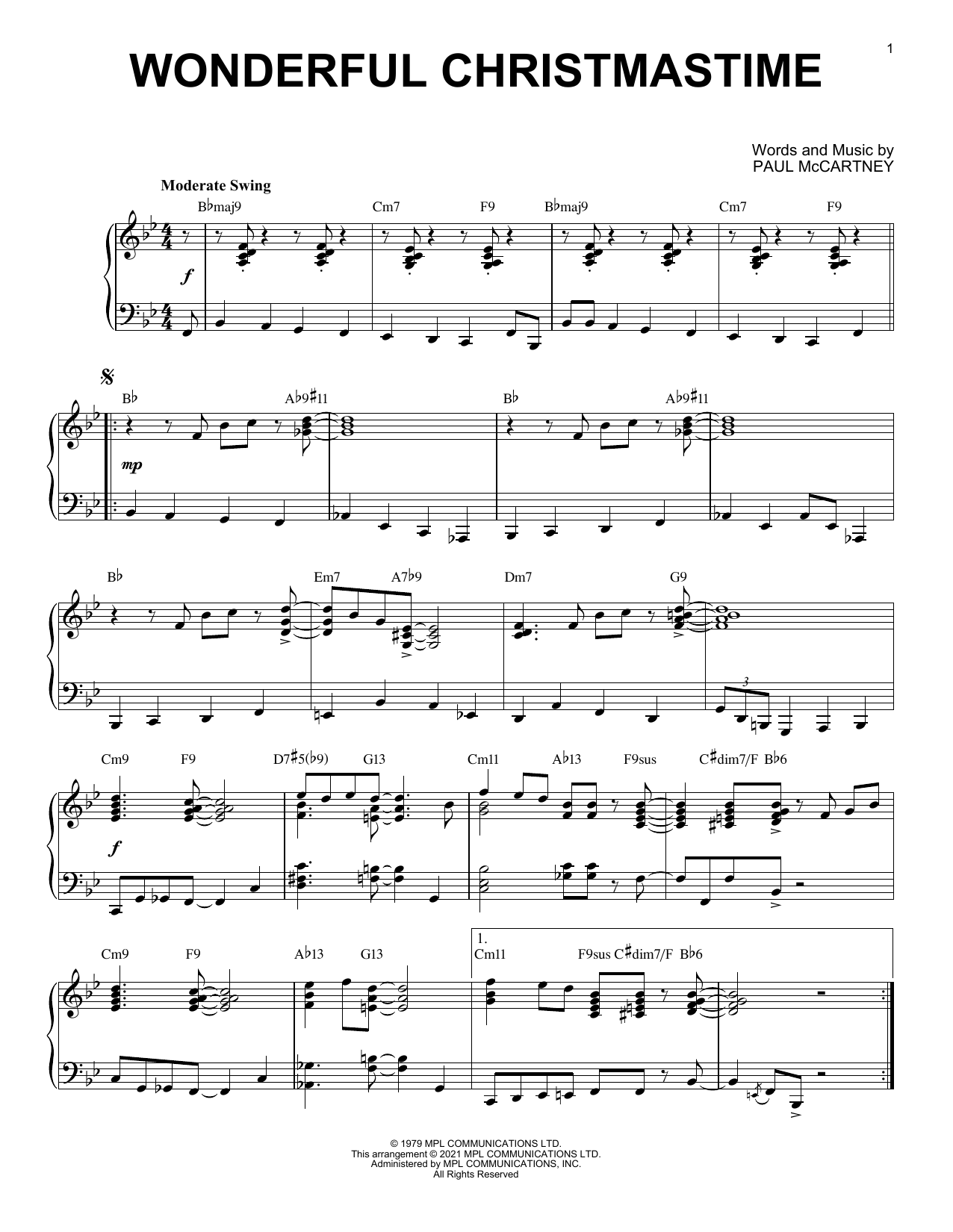 Download Paul McCartney Wonderful Christmastime [Jazz version] Sheet Music