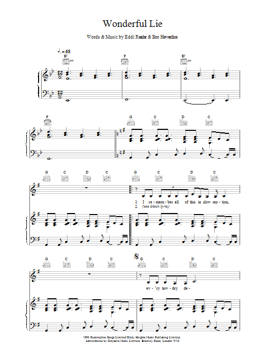 Eddi Reader Wonderful Lie sheet music notes printable PDF score