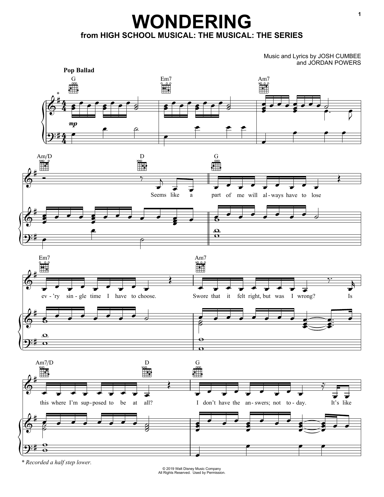 Download Olivia Rodrigo & Julia Lester Wondering (from High School Musical: Th Sheet Music