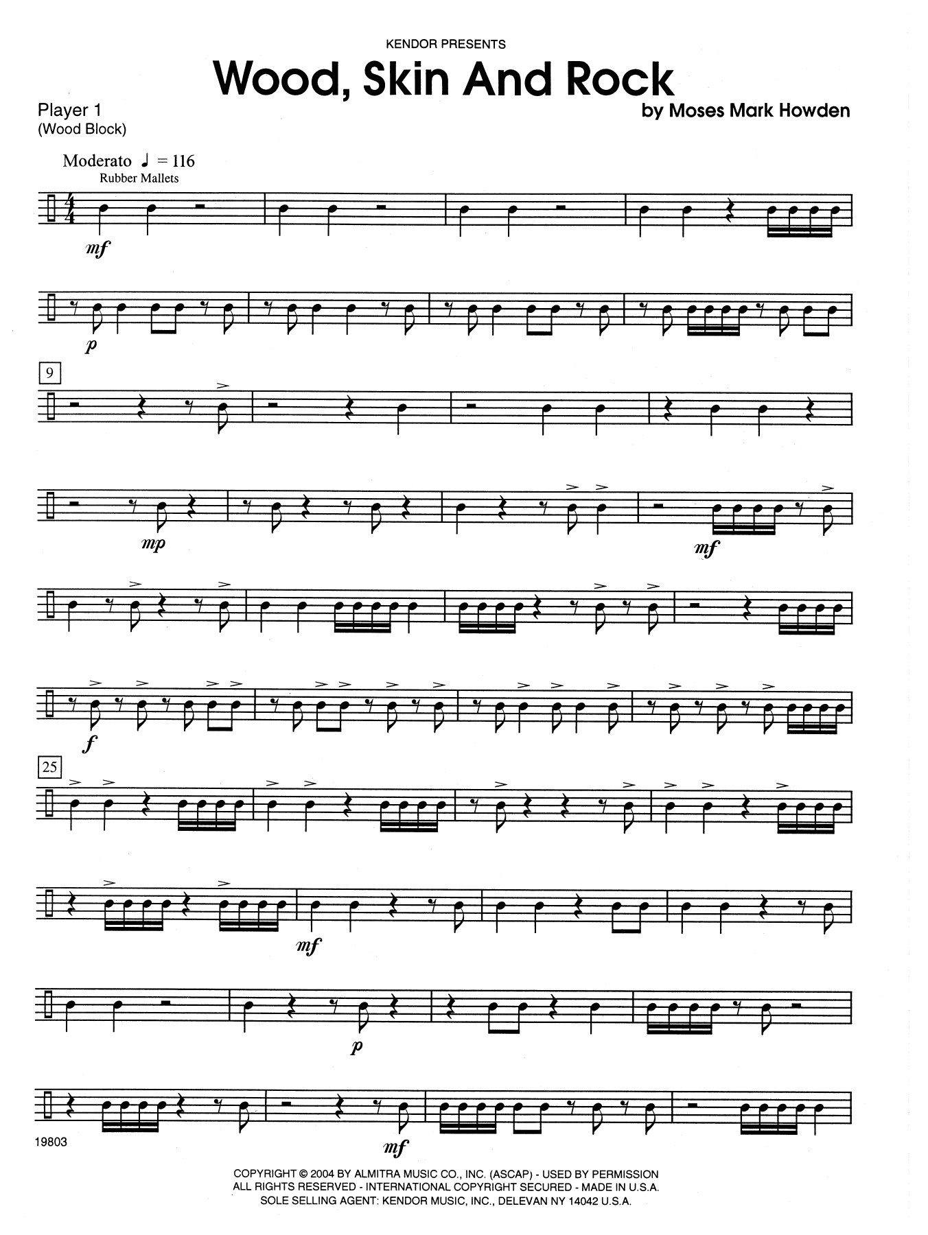 Download Howden Wood, Skin And Rock - Percussion 1 Sheet Music