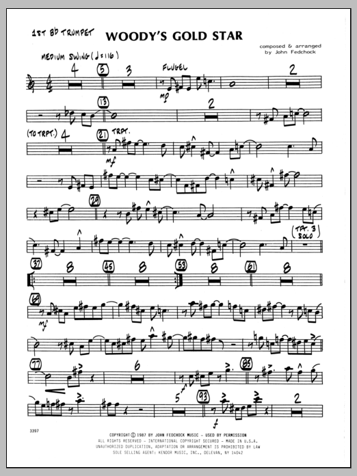 Download John Fedchock Woody's Gold Star - 1st Bb Trumpet Sheet Music