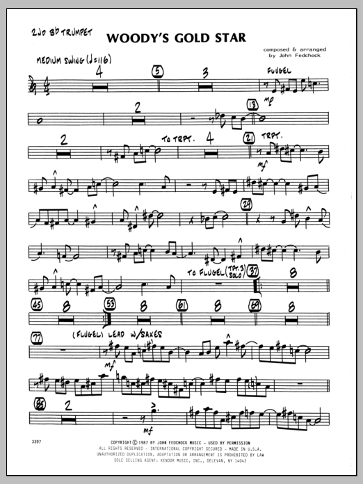 Download John Fedchock Woody's Gold Star - 2nd Bb Trumpet Sheet Music