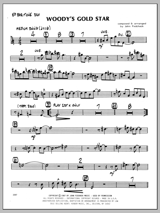Download John Fedchock Woody's Gold Star - Eb Baritone Sax Sheet Music