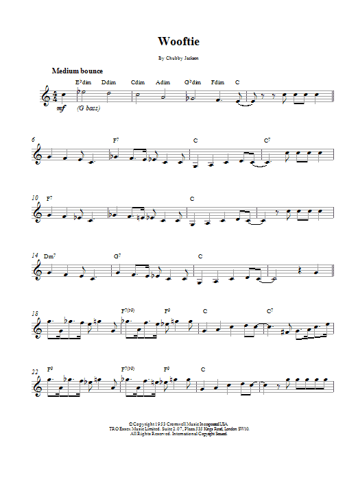 Chubby Jackson Wooftie sheet music notes printable PDF score