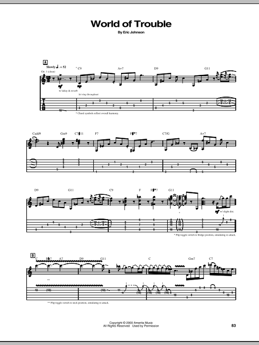 Download Eric Johnson World Of Trouble Sheet Music