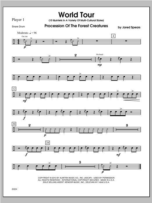 Download Spears World Tour - Percussion 1 Sheet Music