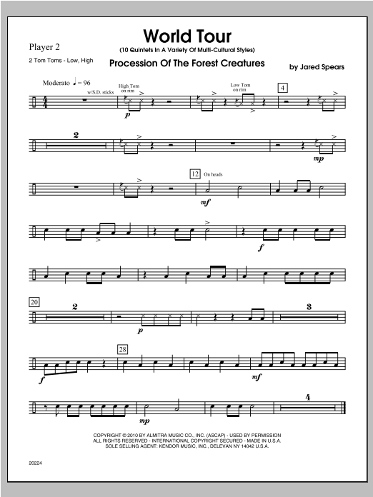 Download Spears World Tour - Percussion 2 Sheet Music