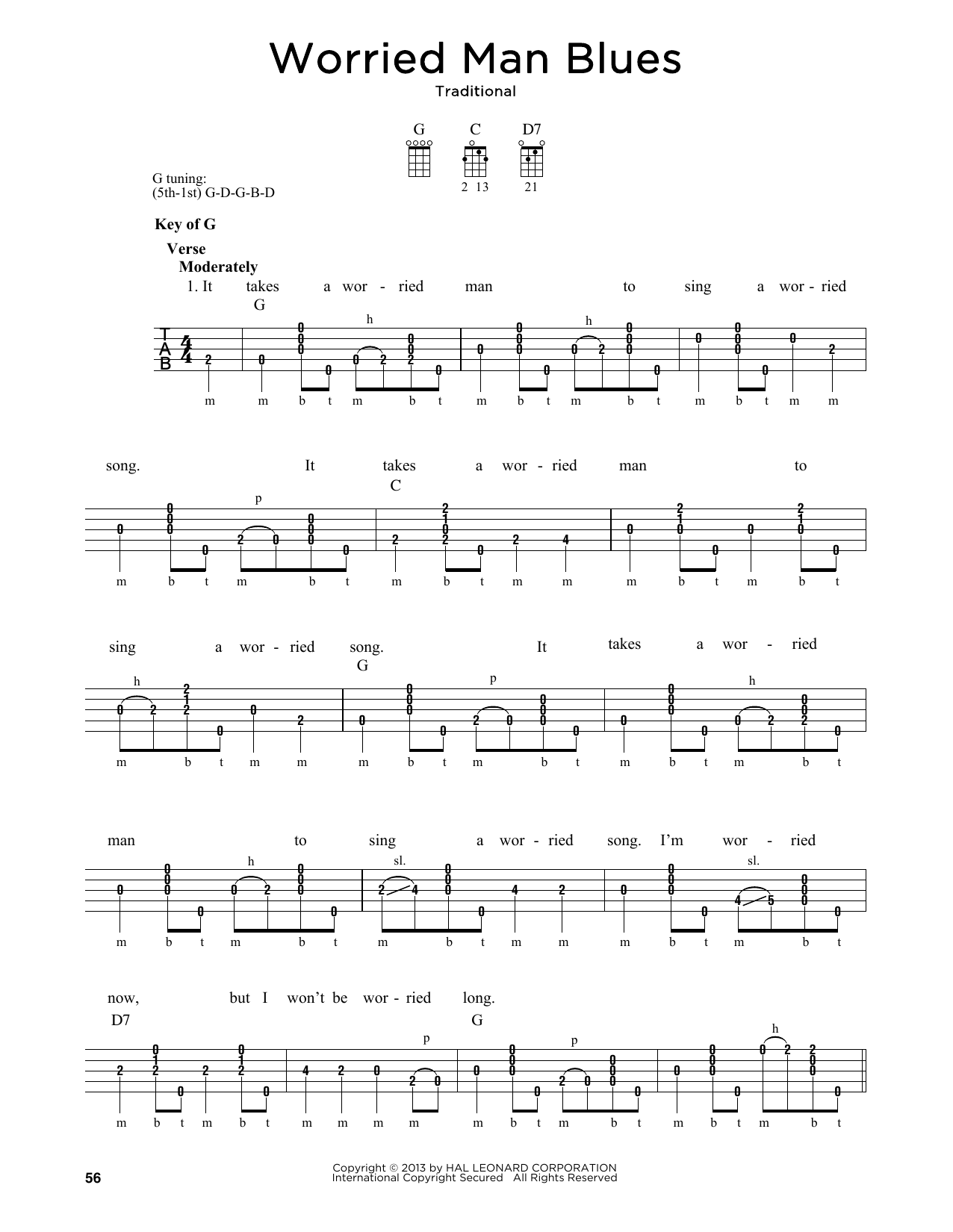 Download Greg Cahill Worried Man Blues Sheet Music