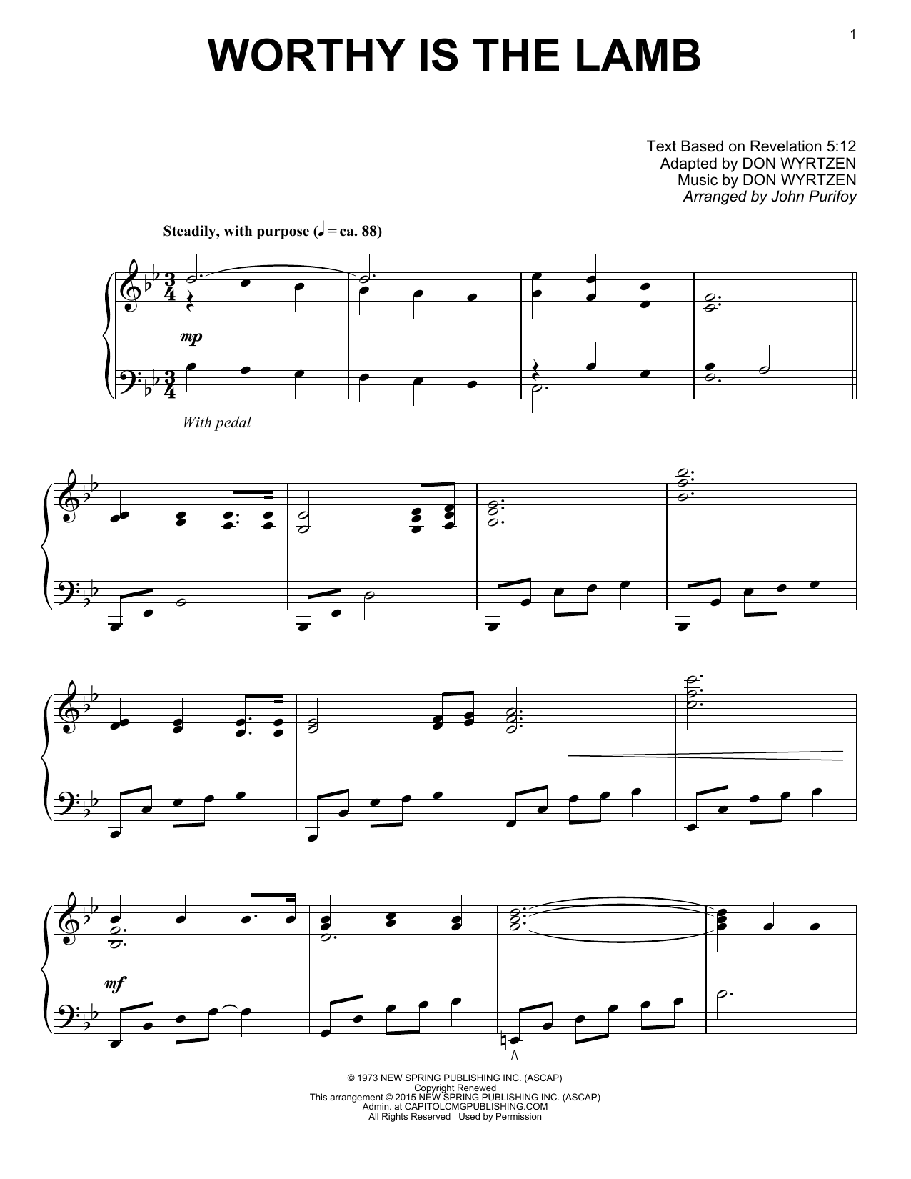 Download John Purifoy Worthy Is The Lamb Sheet Music