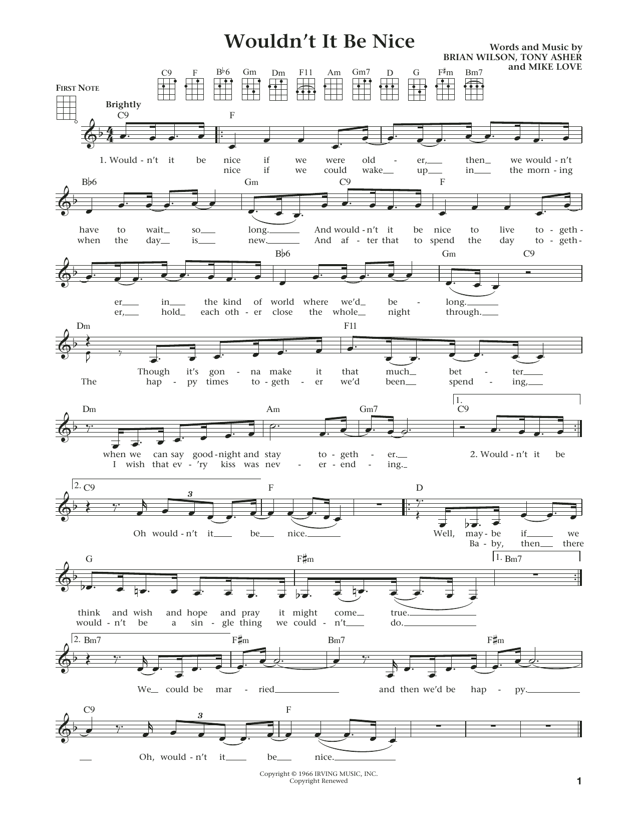Download The Beach Boys Wouldn't It Be Nice (from The Daily Uku Sheet Music