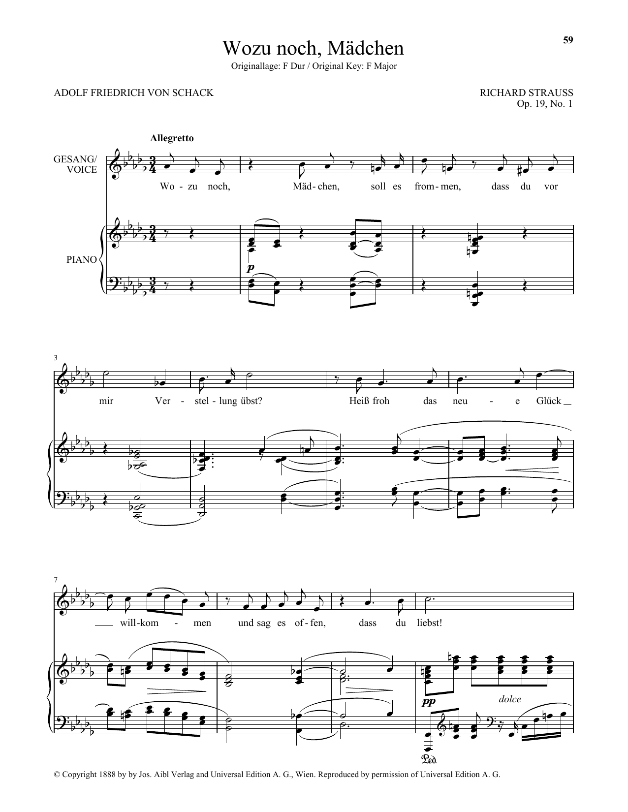 Download Richard Strauss Wozu Noch, Madchen (Low Voice) Sheet Music