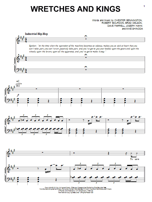 Download Linkin Park Wretches And Kings Sheet Music
