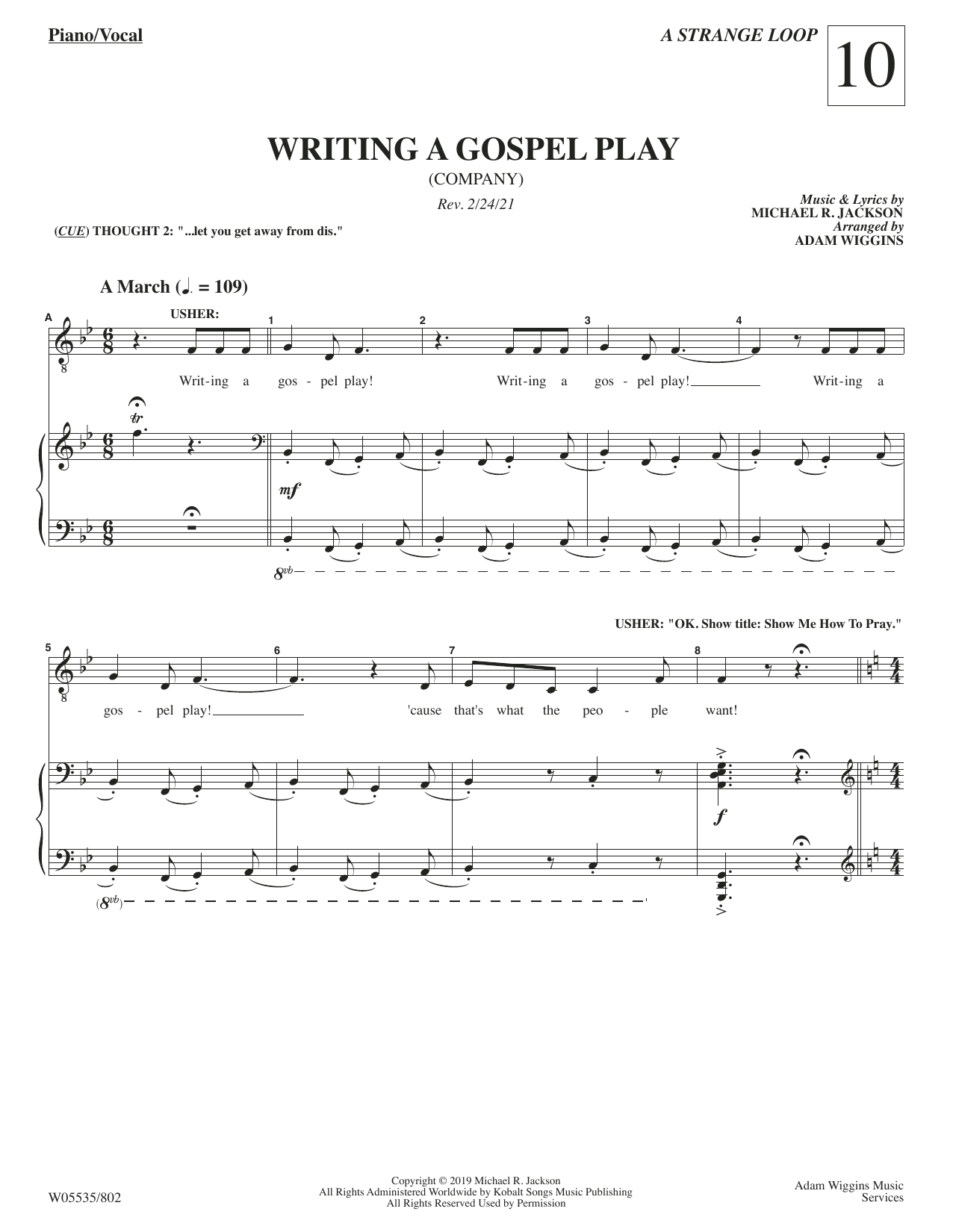 Download Michael R. Jackson Writing A Gospel Play (from A Strange L Sheet Music