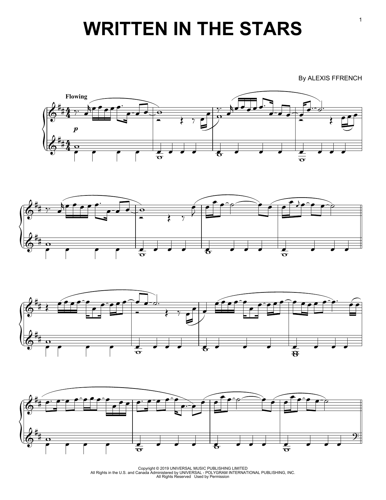 Download Alexis Ffrench Written In The Stars Sheet Music