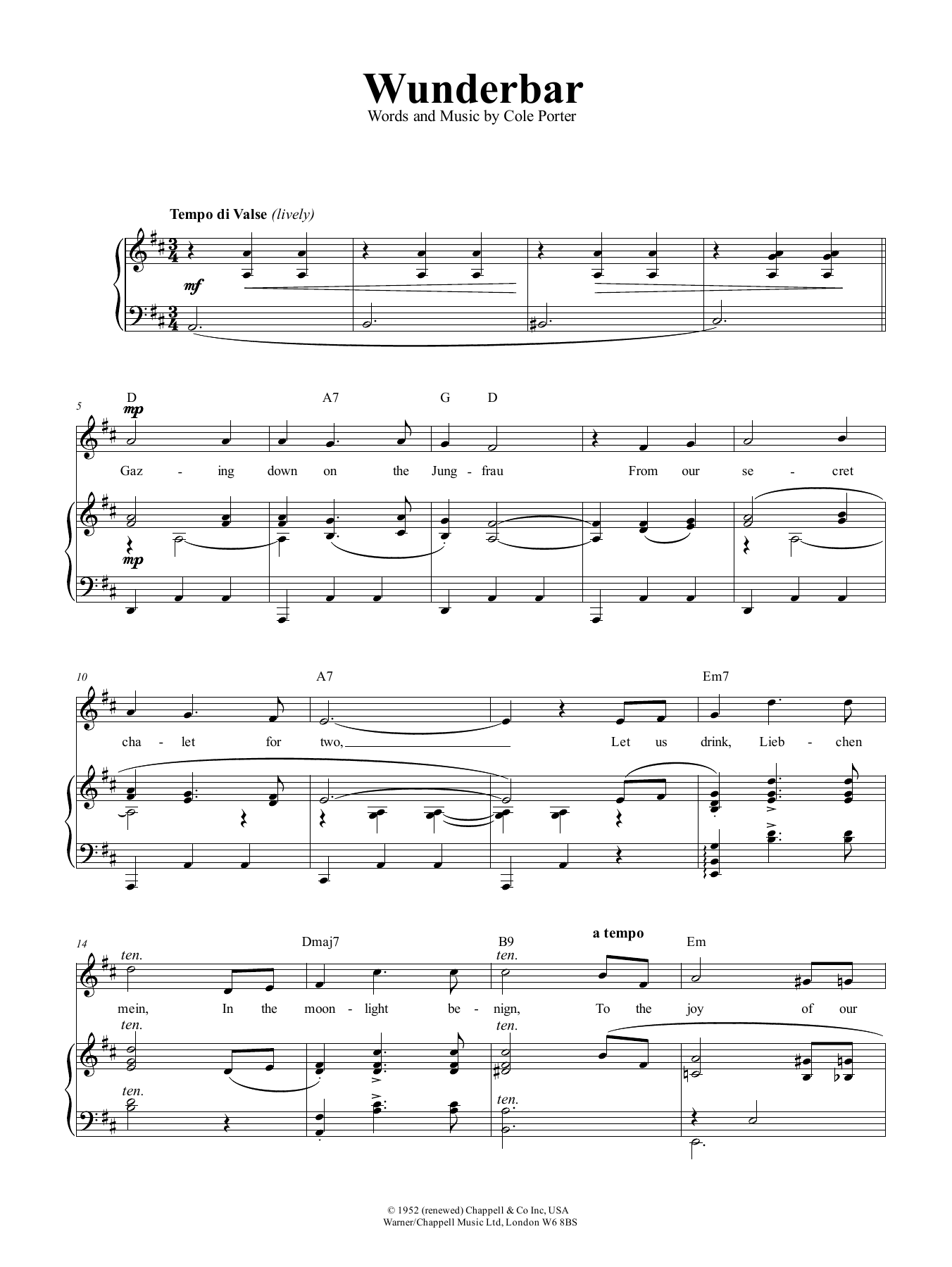 Download Cole Porter Wunderbar (from Kiss Me, Kate) Sheet Music
