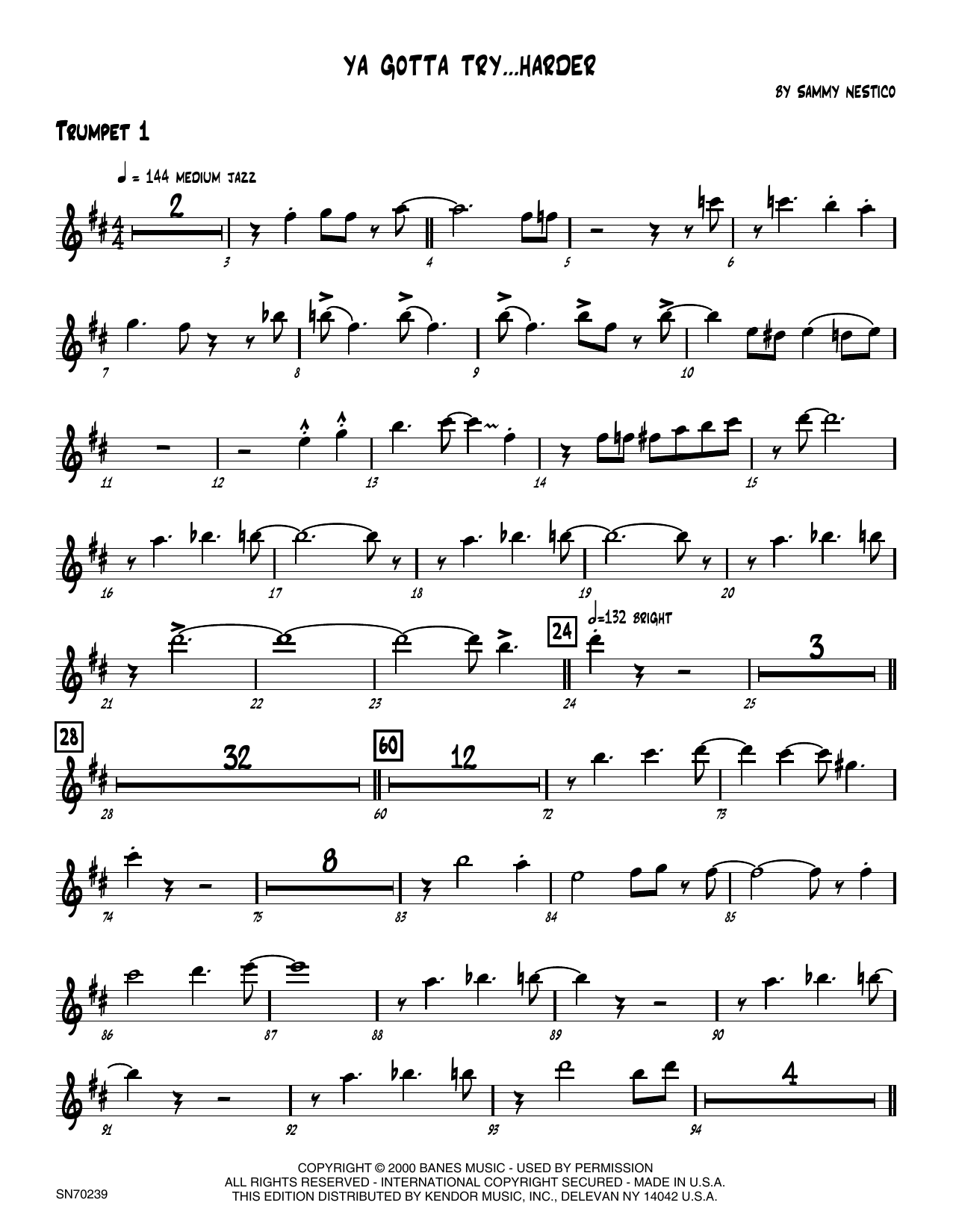 Download Sammy Nestico Ya Gotta Try...Harder - 1st Bb Trumpet Sheet Music