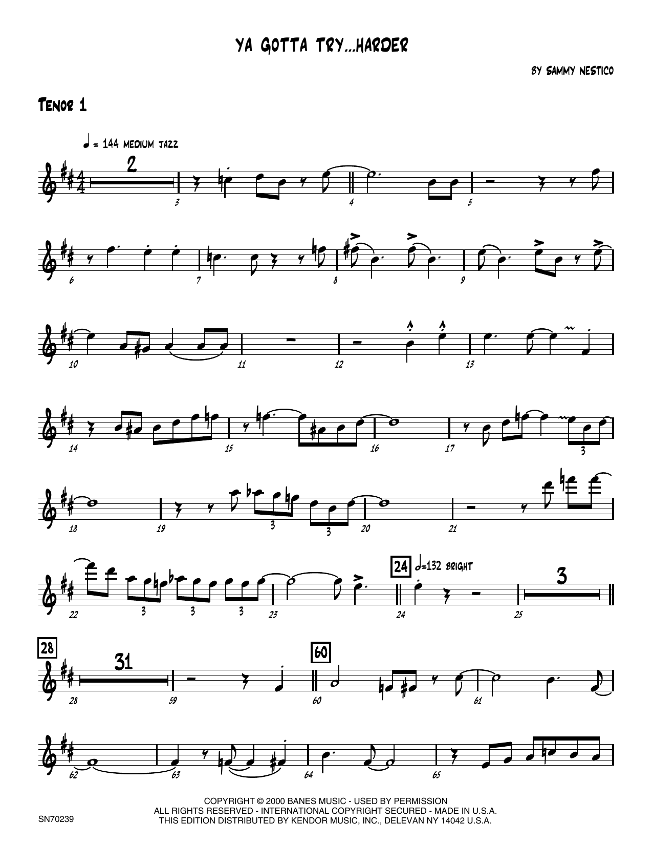Download Sammy Nestico Ya Gotta Try...Harder - 1st Tenor Saxop Sheet Music