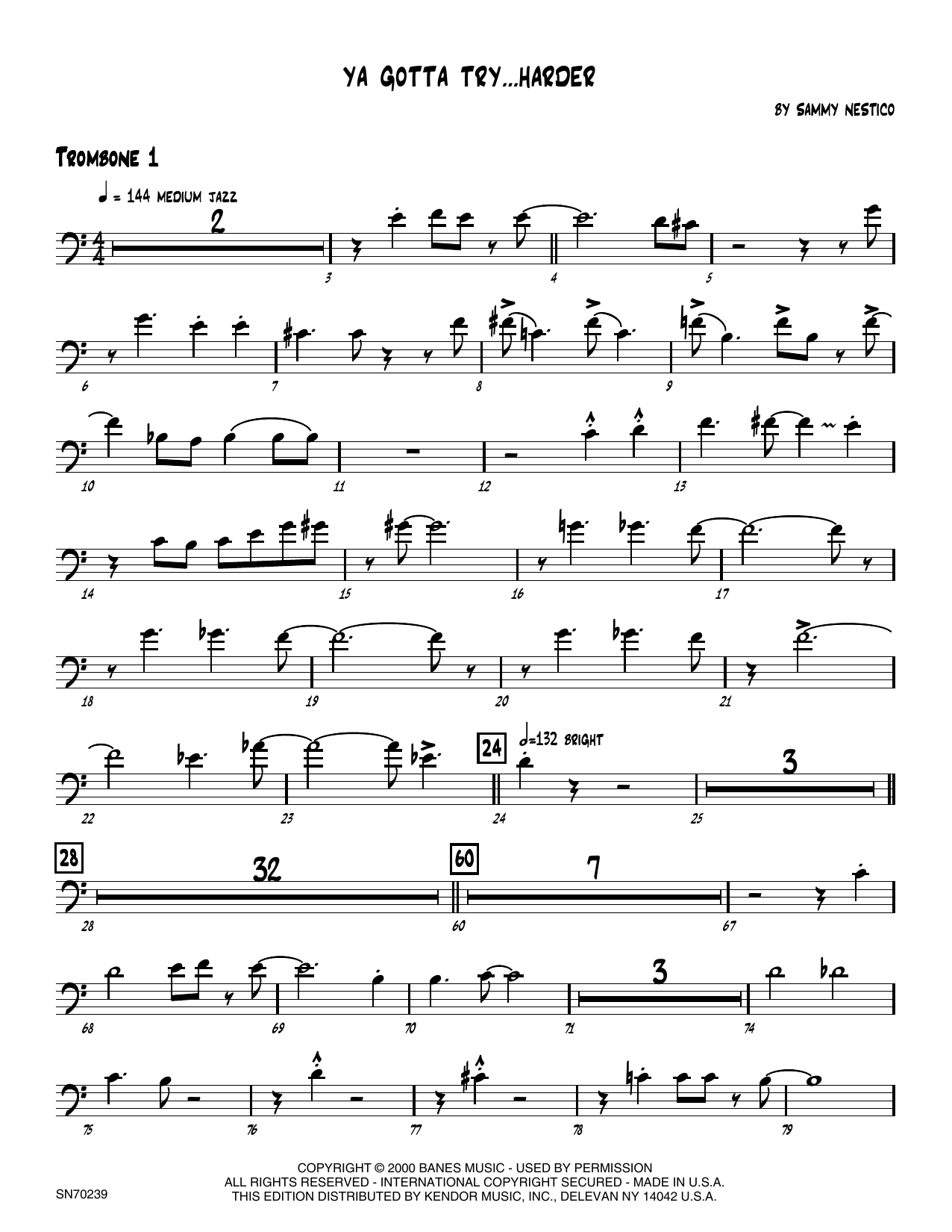 Download Sammy Nestico Ya Gotta Try...Harder - 1st Trombone Sheet Music