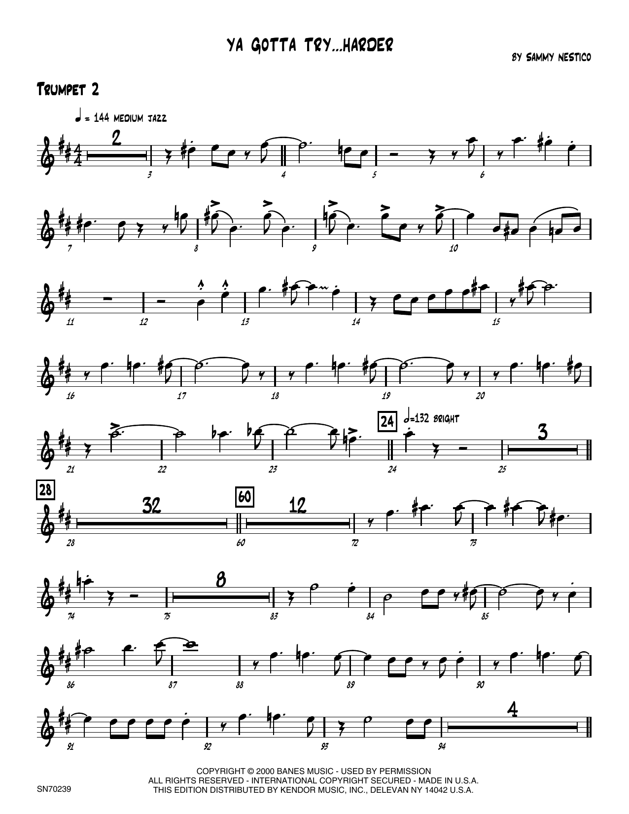Download Sammy Nestico Ya Gotta Try...Harder - 2nd Bb Trumpet Sheet Music