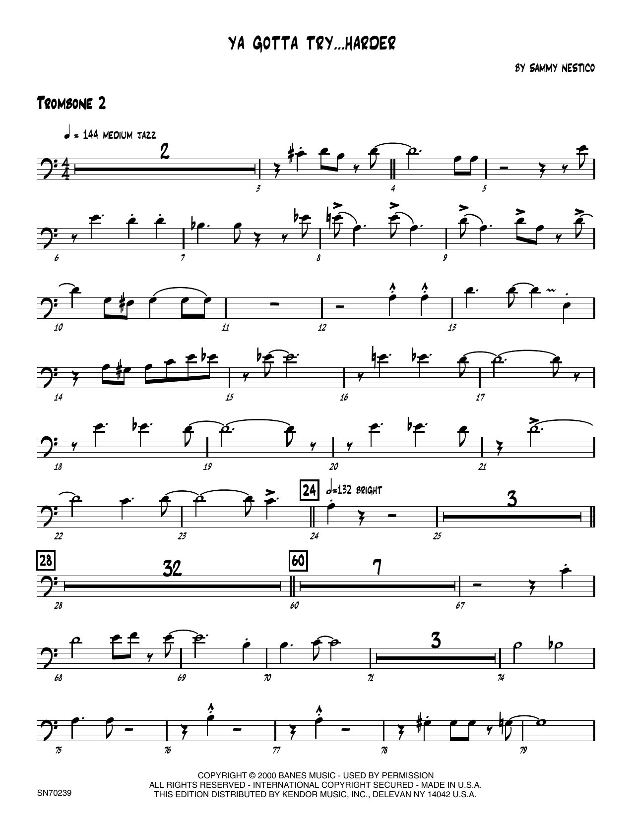 Download Sammy Nestico Ya Gotta Try...Harder - 2nd Trombone Sheet Music