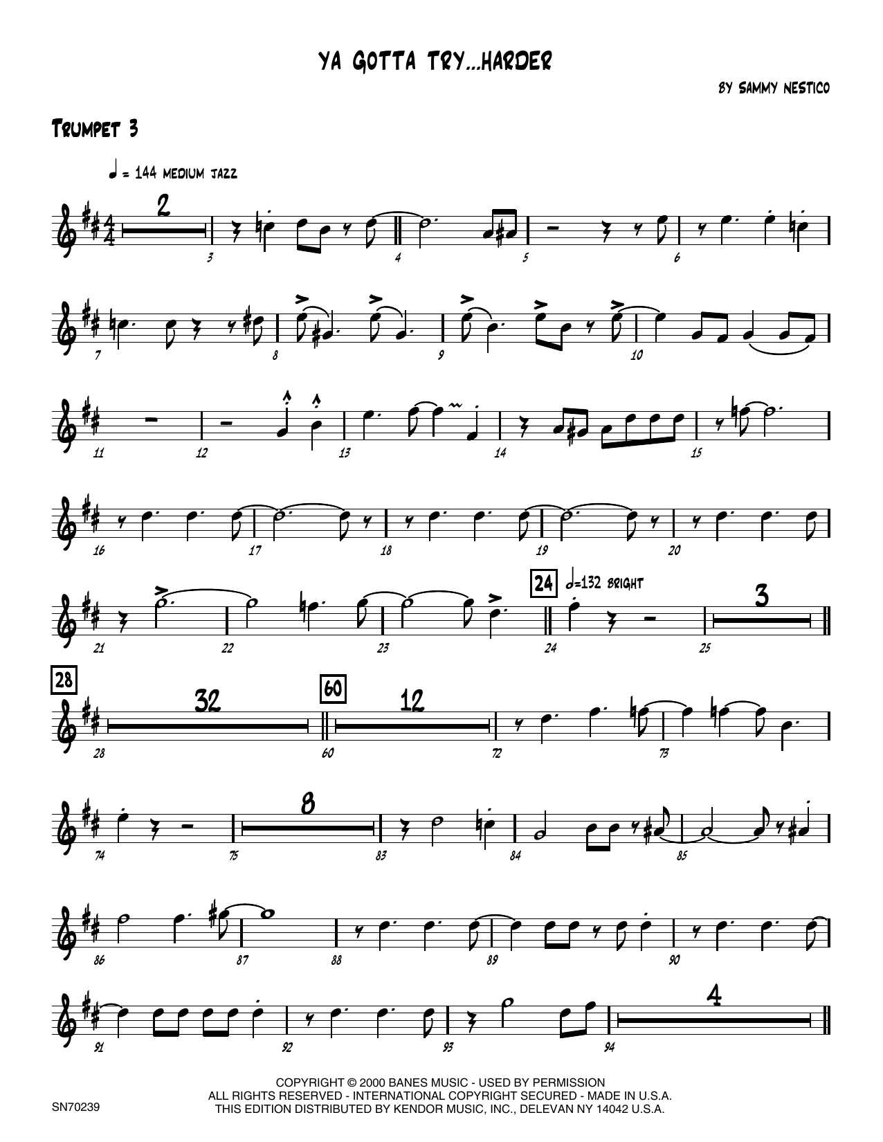 Download Sammy Nestico Ya Gotta Try...Harder - 3rd Bb Trumpet Sheet Music