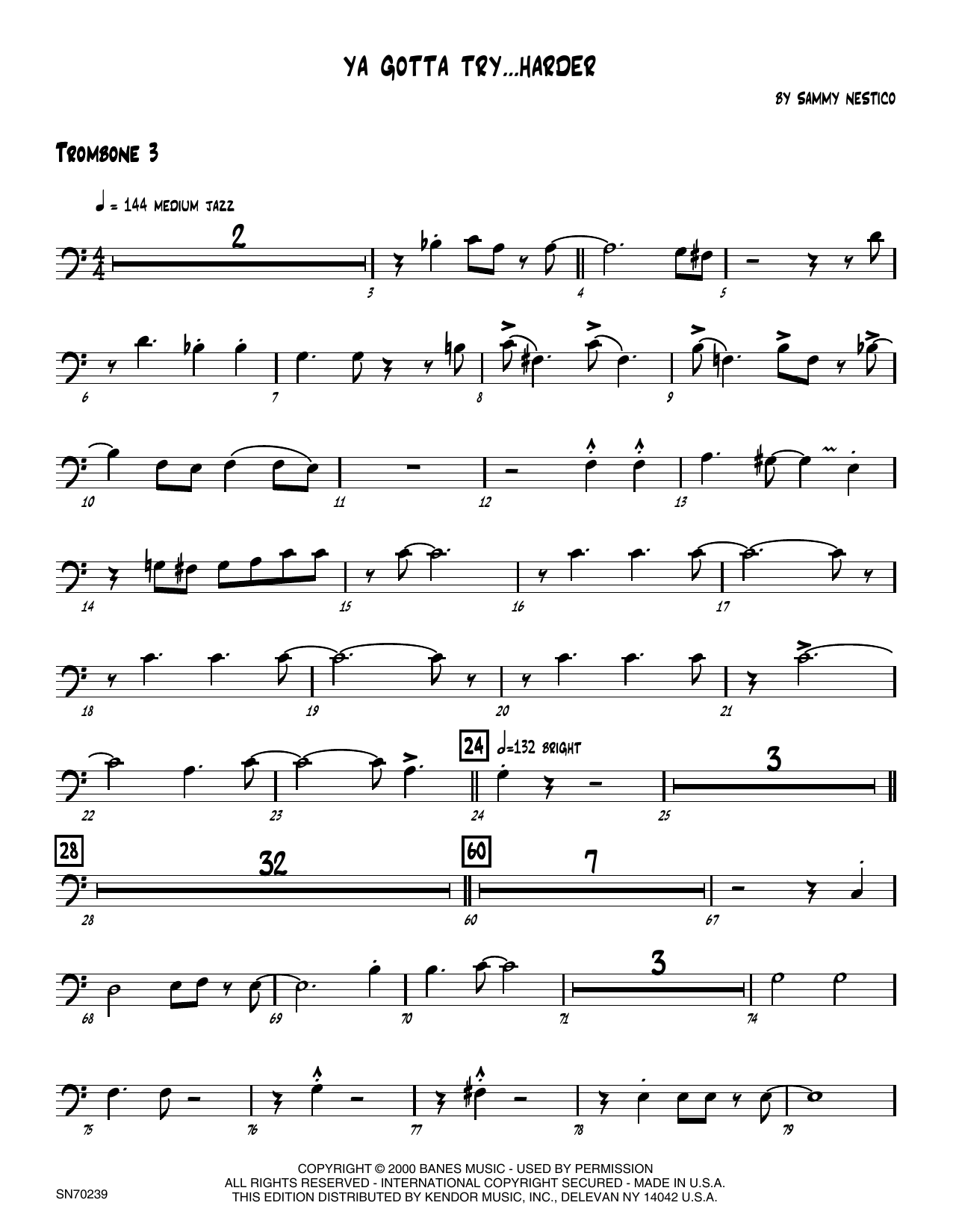 Download Sammy Nestico Ya Gotta Try...Harder - 3rd Trombone Sheet Music