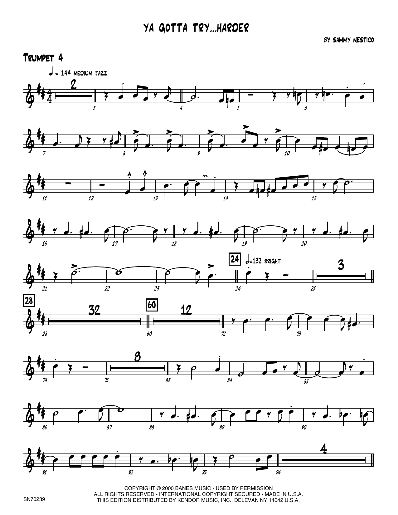 Download Sammy Nestico Ya Gotta Try...Harder - 4th Bb Trumpet Sheet Music
