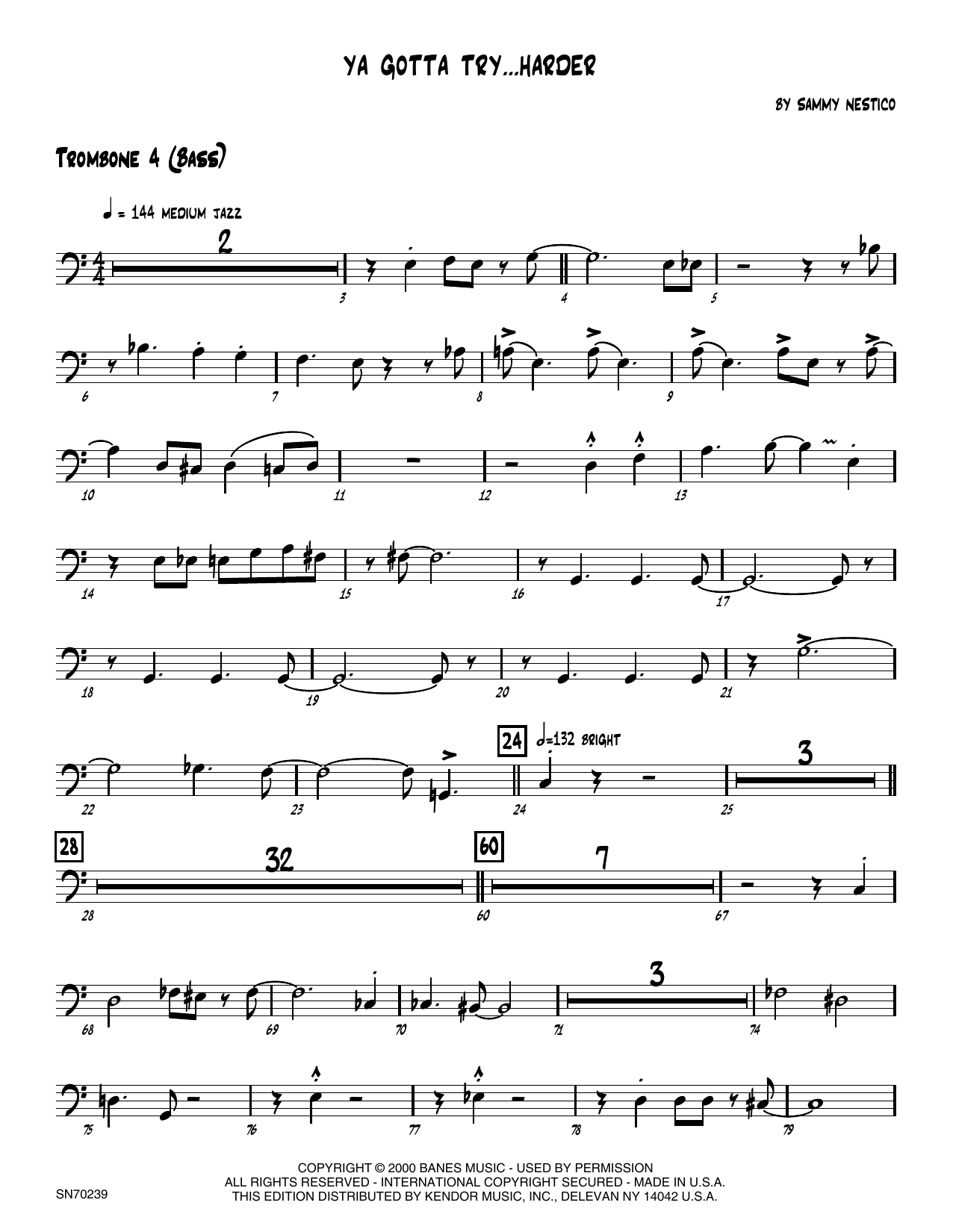 Download Sammy Nestico Ya Gotta Try...Harder - 4th Trombone Sheet Music