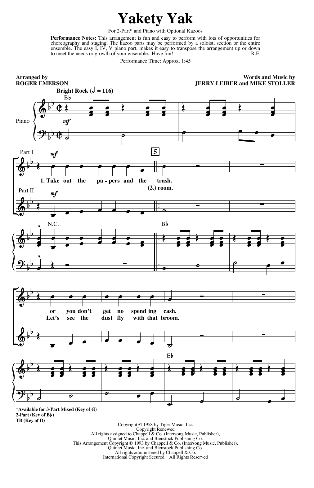 Download The Coasters Yakety Yak (arr. Roger Emerson) Sheet Music