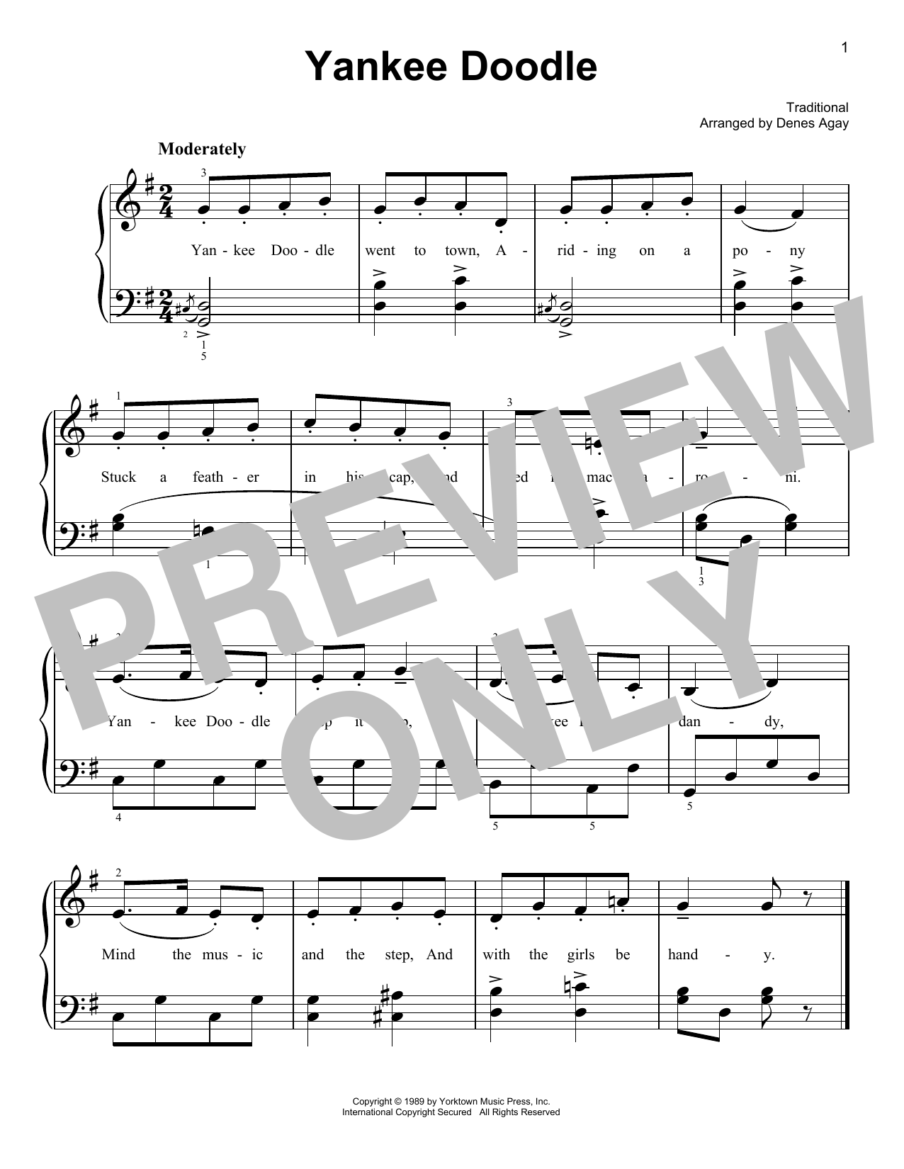 Download Traditional Yankee Doodle (arr. Denes Agay) Sheet Music