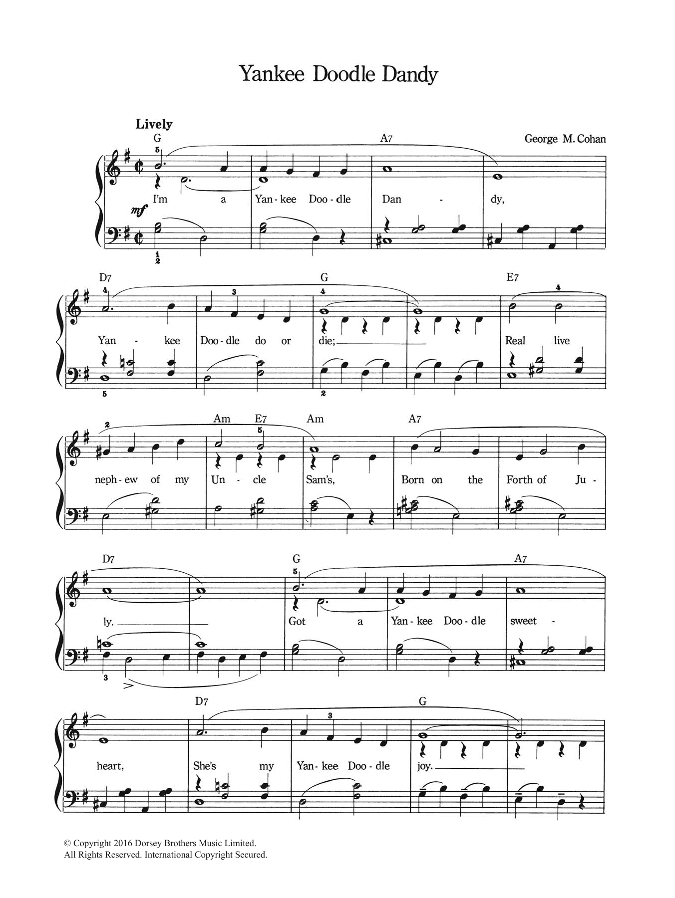Download George M. Cohan Yankee Doodle Dandy Sheet Music