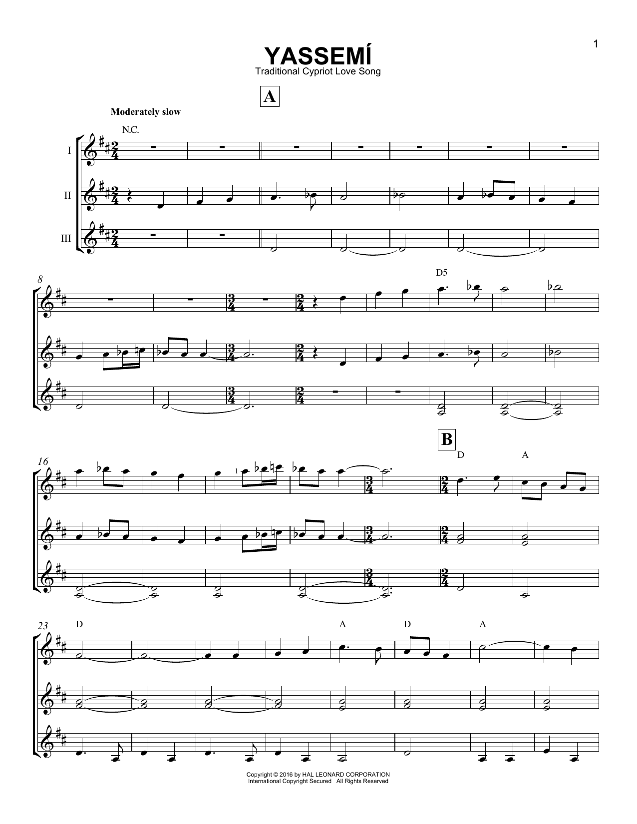 Download Traditional Cypriot Love Song Yassemi Sheet Music