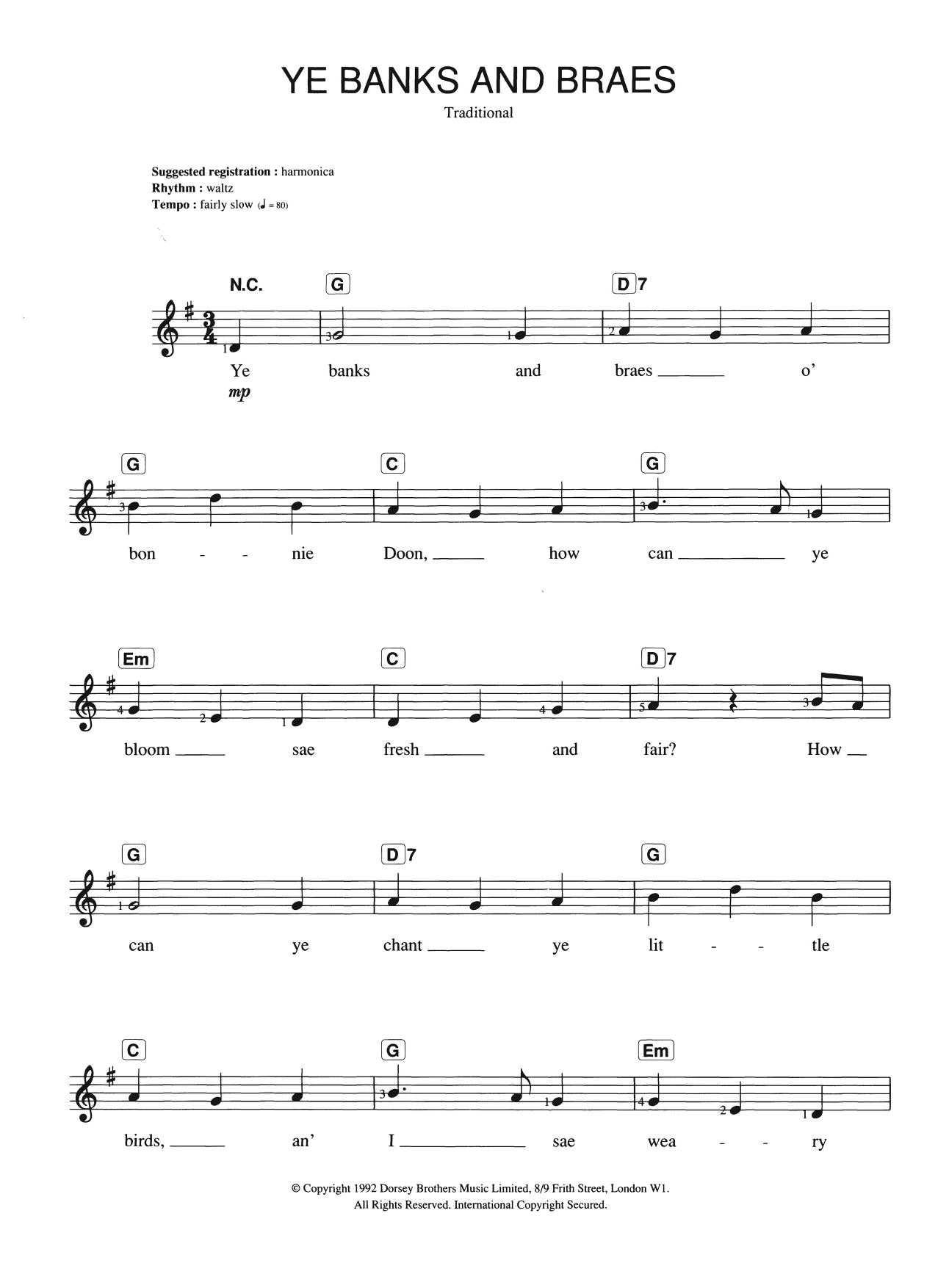 Download Traditional Ye Banks And Braes Sheet Music