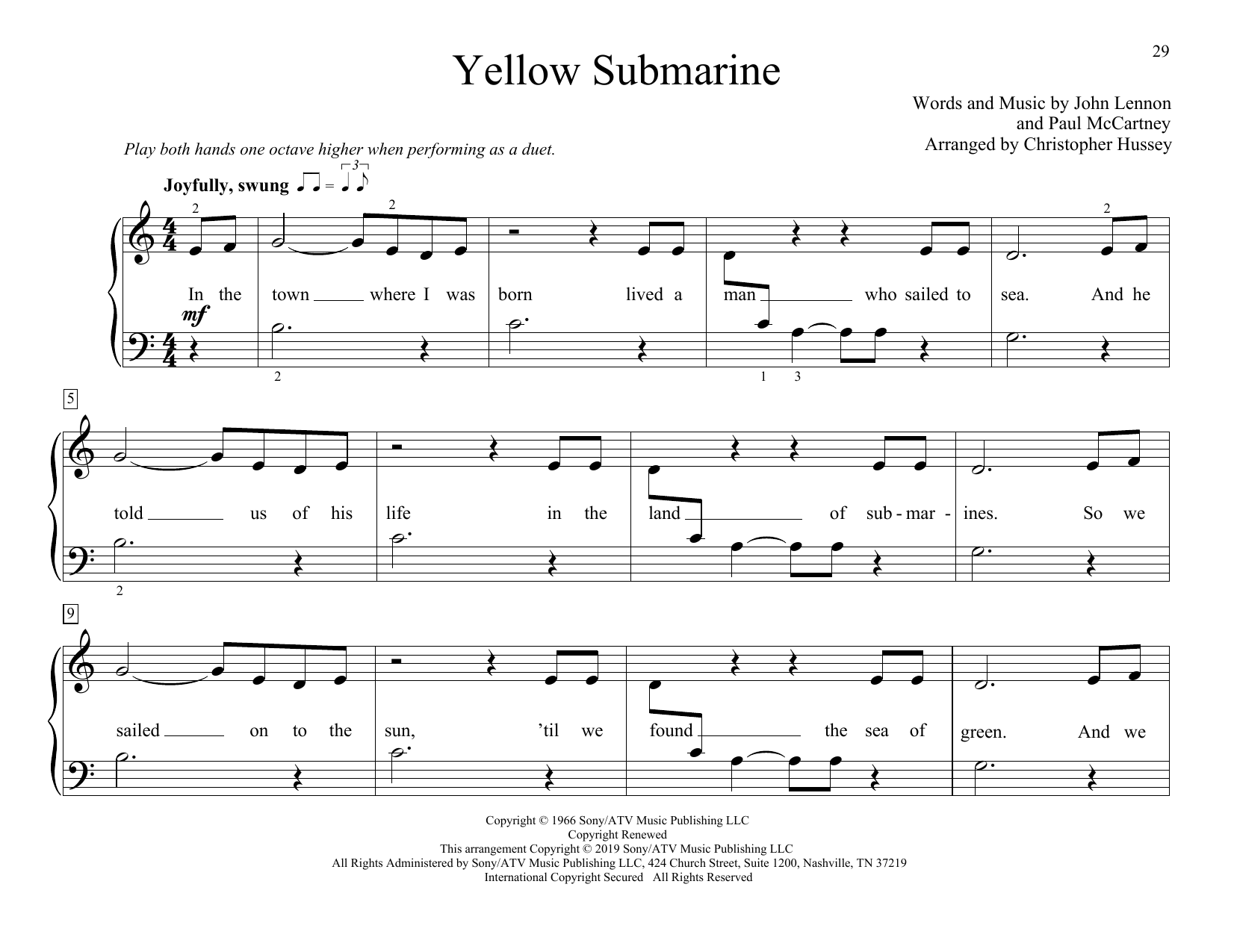 Download The Beatles Yellow Submarine (arr. Christopher Huss Sheet Music