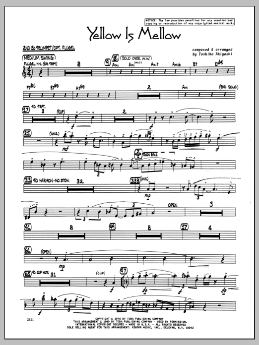 Download Toshiko Akiyoshi Yellow Is Mellow - 2nd Bb Trumpet Sheet Music