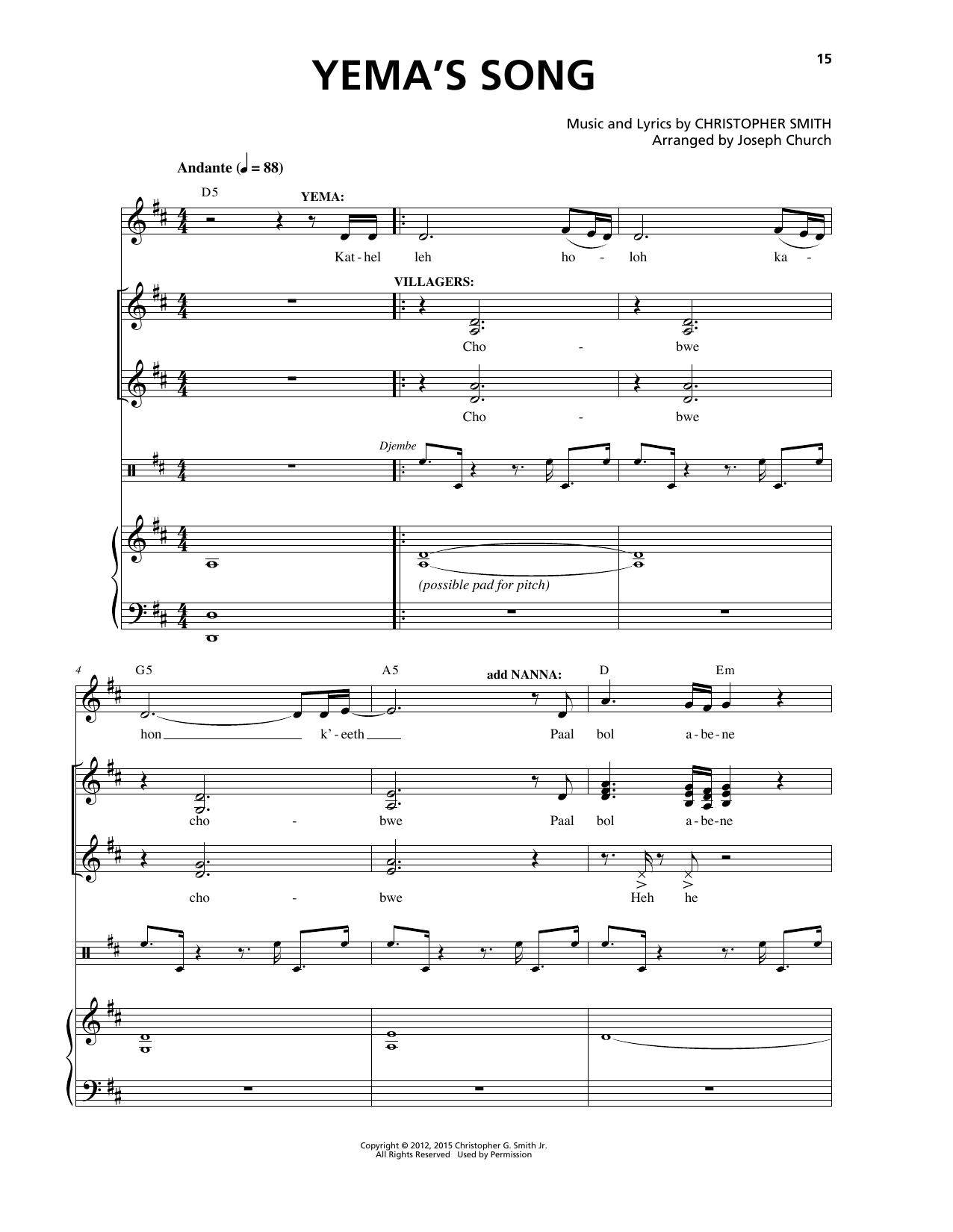 Download Christopher Smith Yema's Song Sheet Music