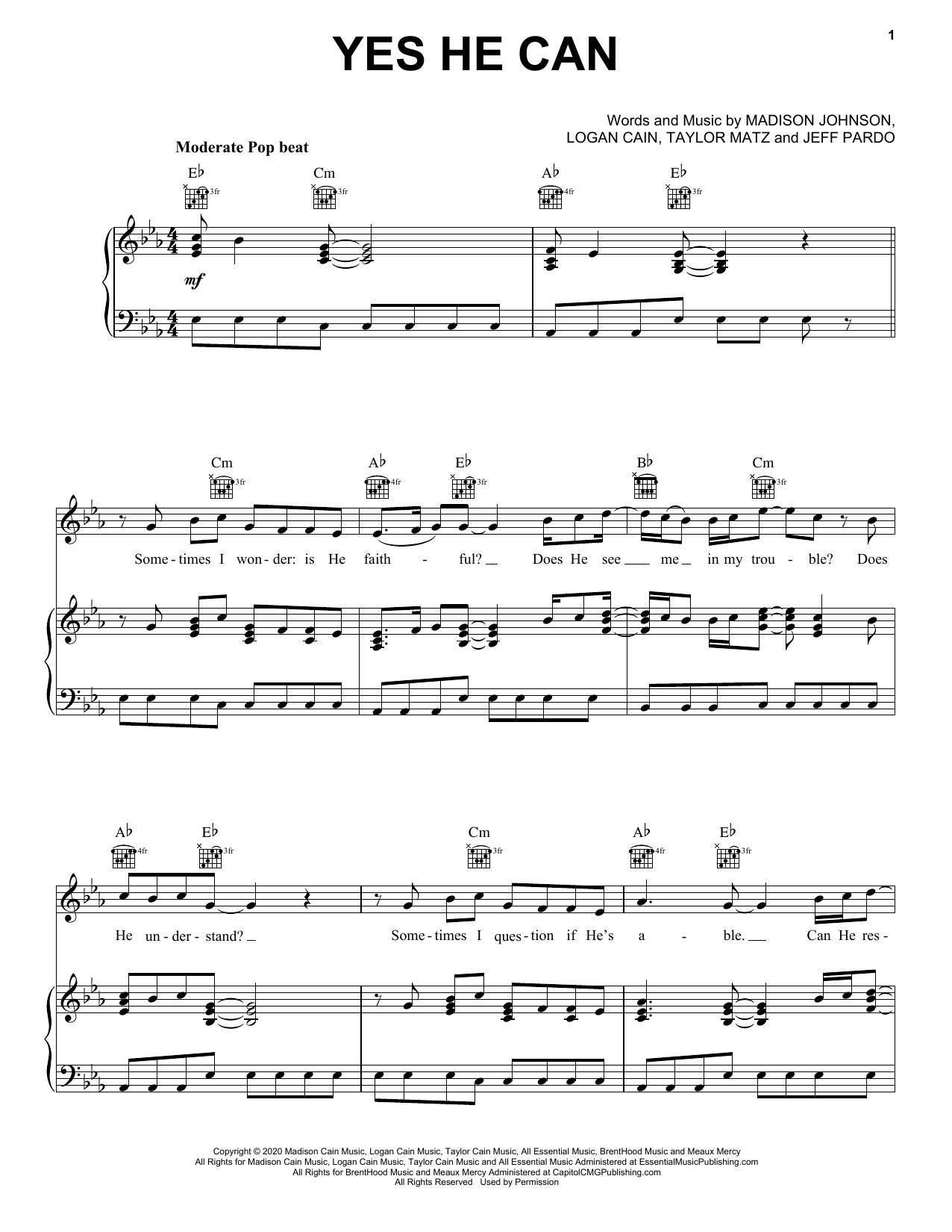 Download CAIN Yes He Can Sheet Music