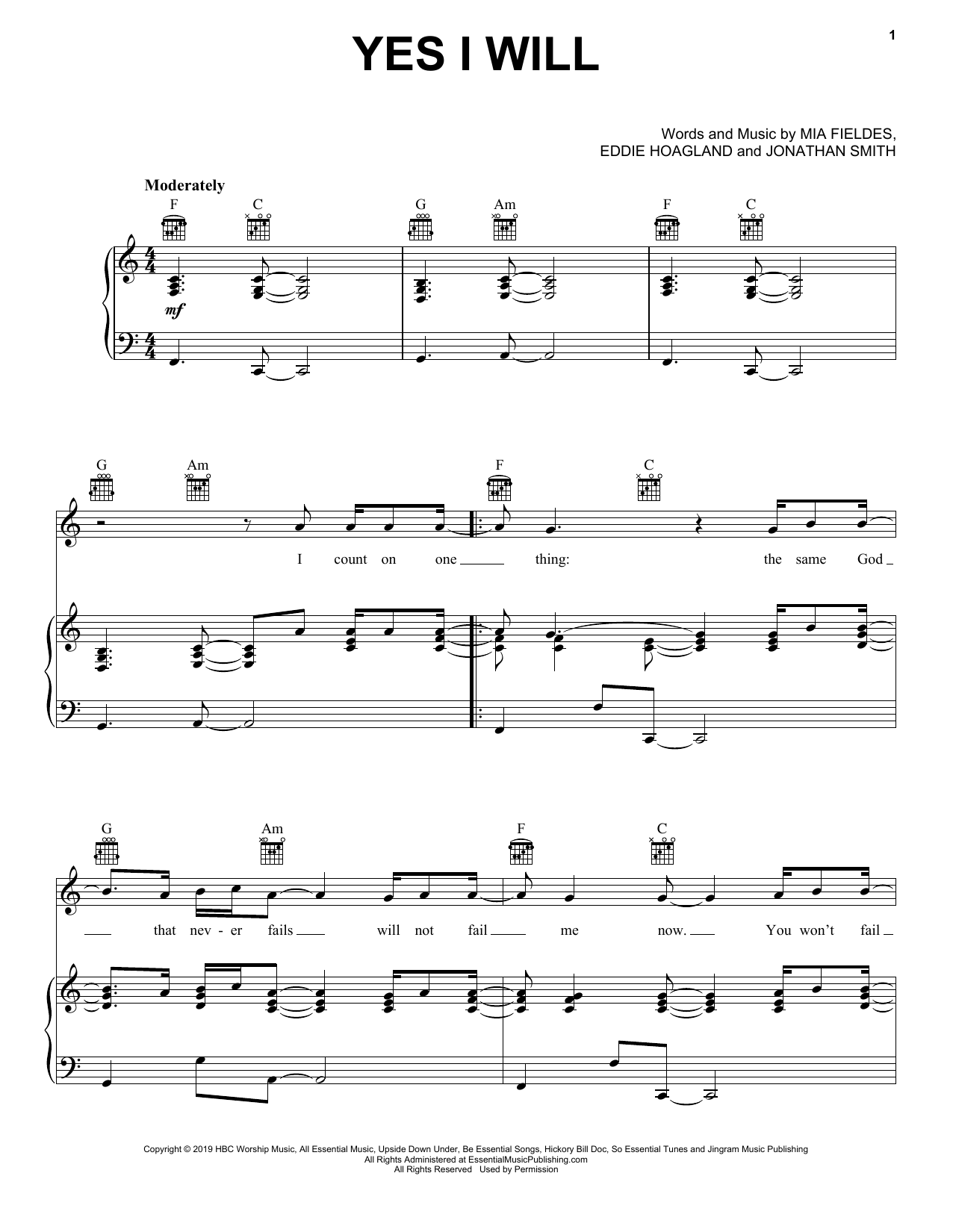 Download Vertical Worship Yes I Will Sheet Music