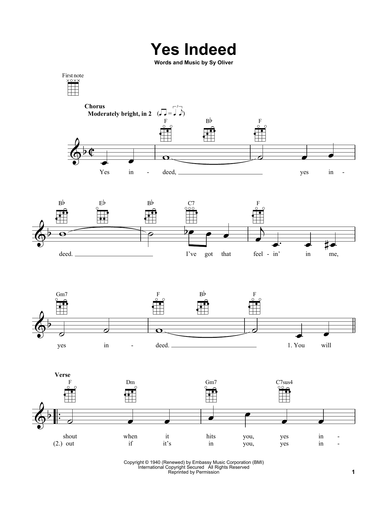 Download Sy Oliver Yes Indeed Sheet Music