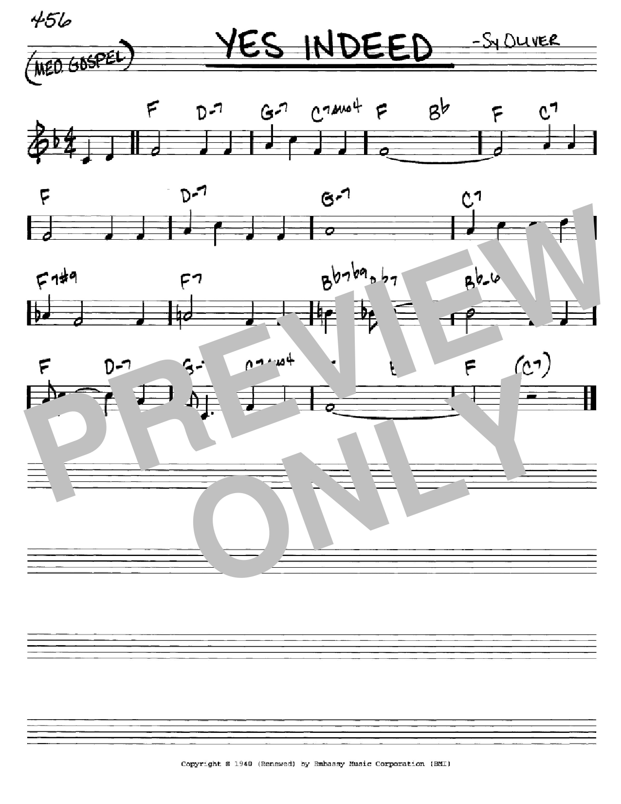 Download Sy Oliver Yes Indeed Sheet Music