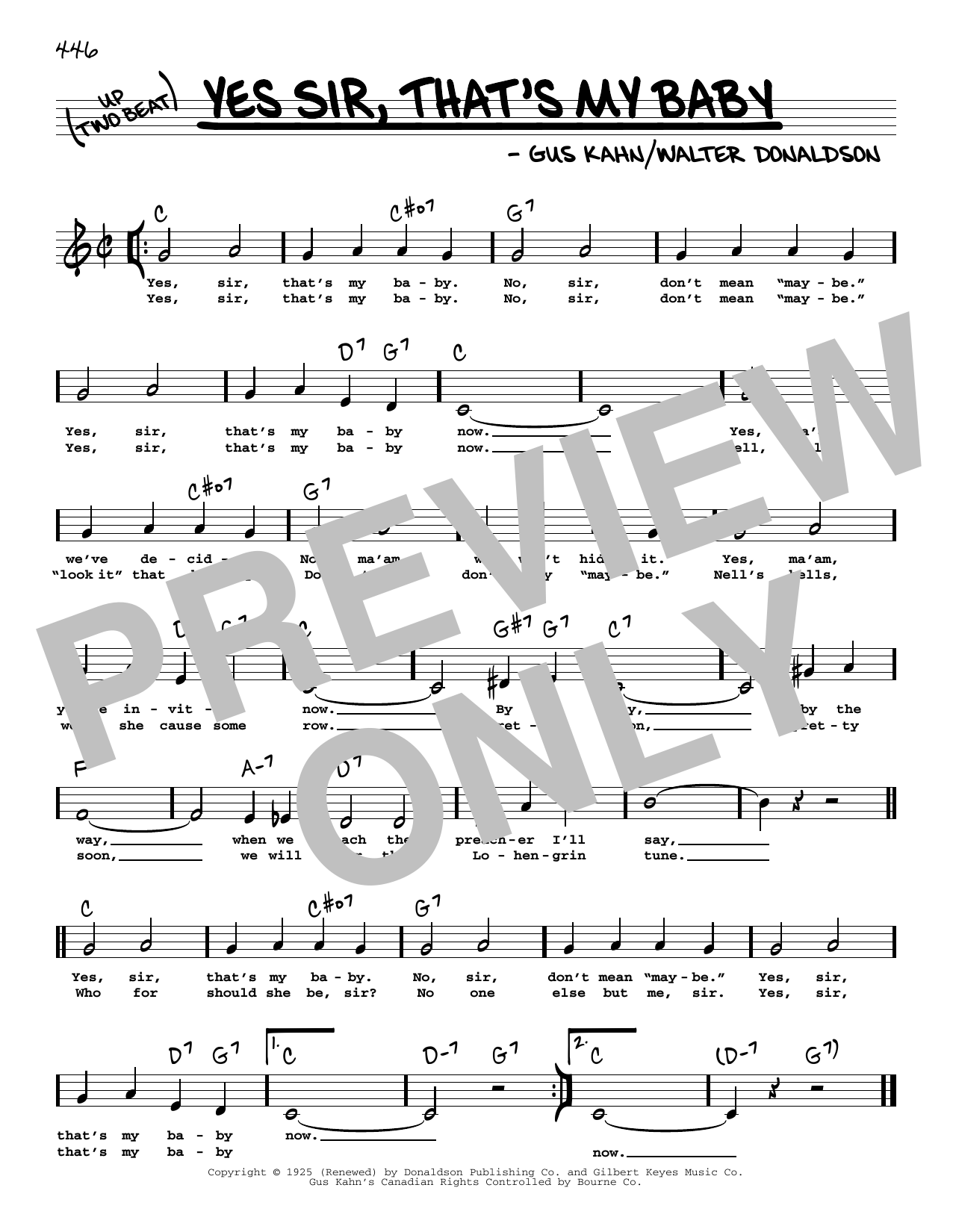 Download Gus Kahn Yes Sir, That's My Baby (High Voice) Sheet Music