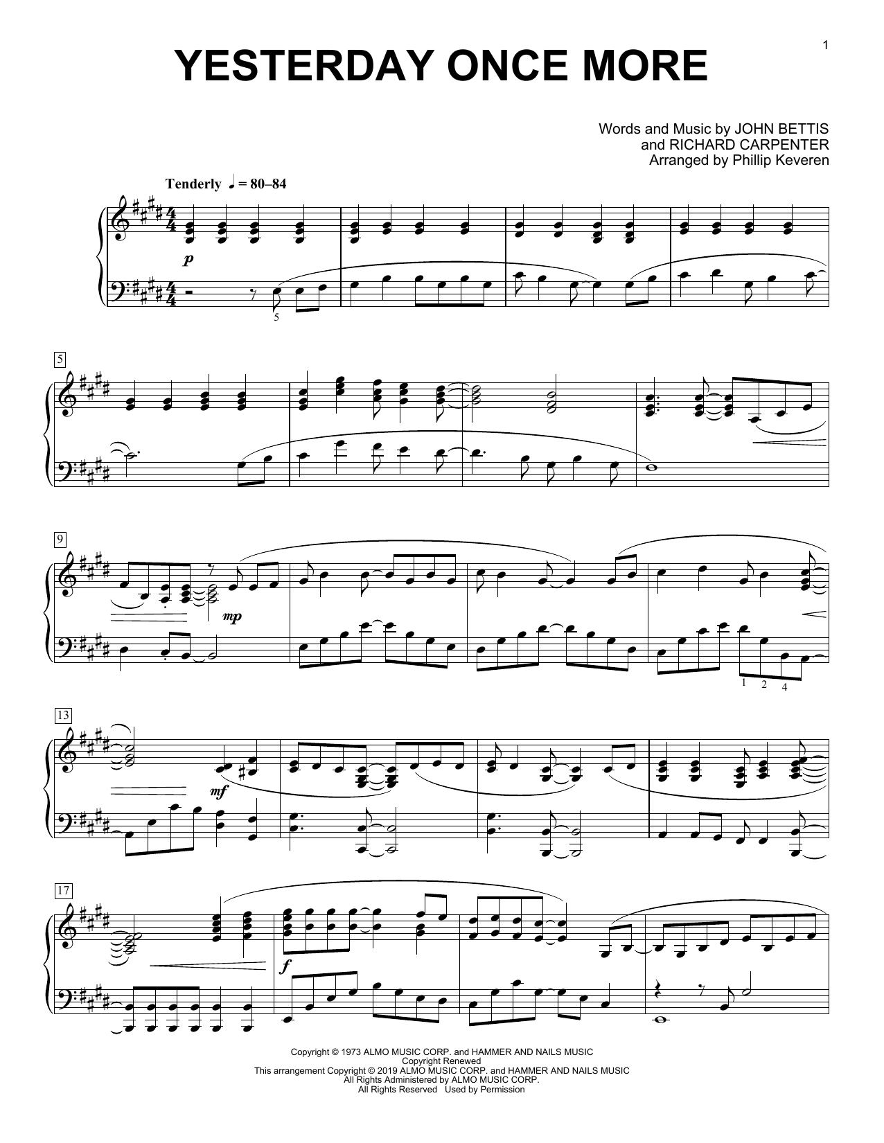 Download Carpenters Yesterday Once More (arr. Phillip Kever Sheet Music
