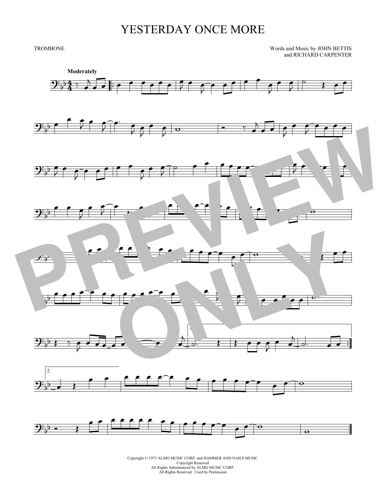 Download Carpenters Yesterday Once More Sheet Music