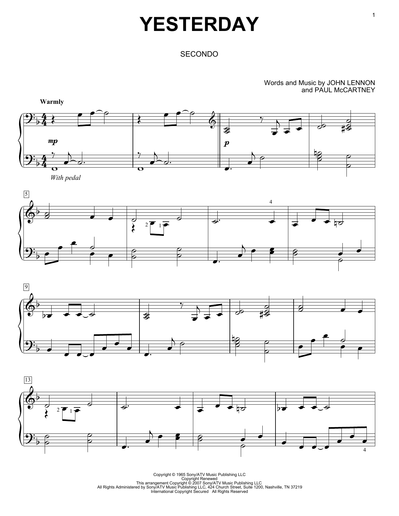 Download The Beatles Yesterday Sheet Music