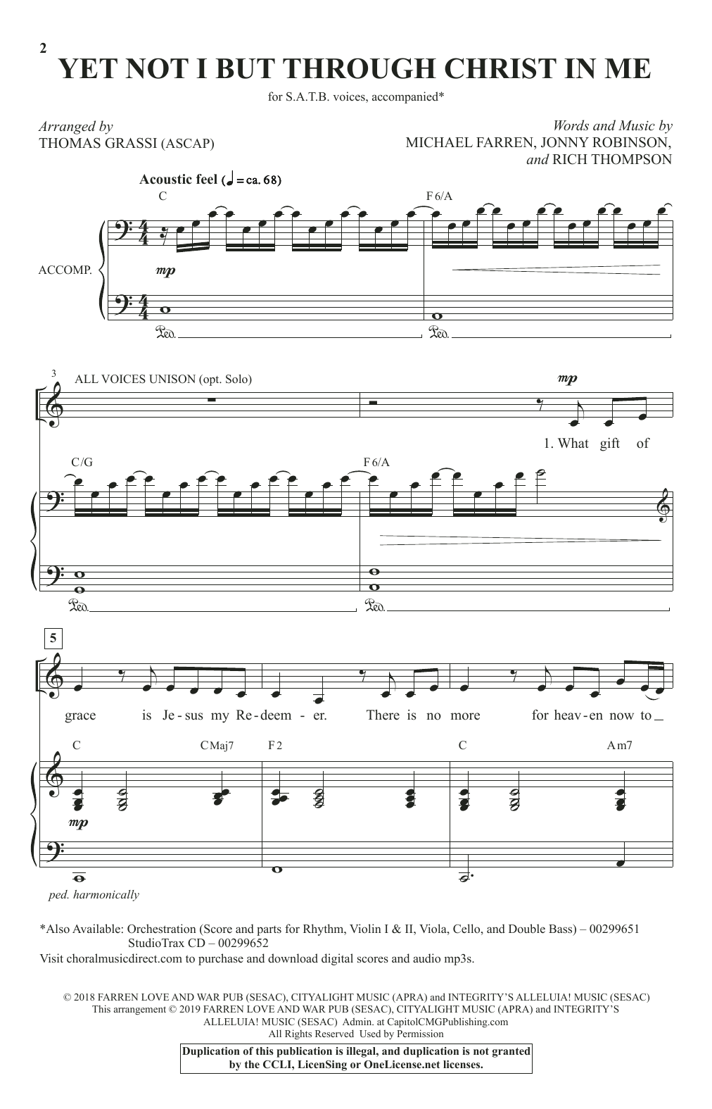 Download City Alight Yet Not I But Through Christ In Me (arr Sheet Music