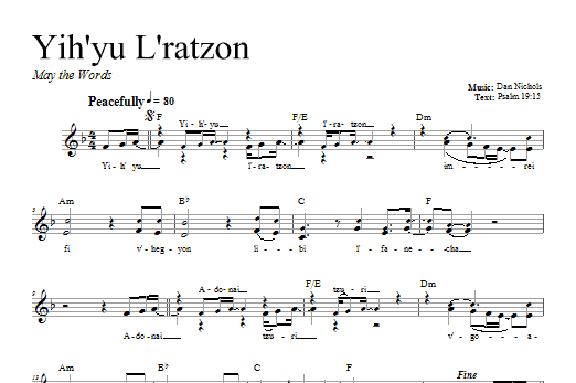 Download Dan Nichols Yih'yu L'ratzon Sheet Music