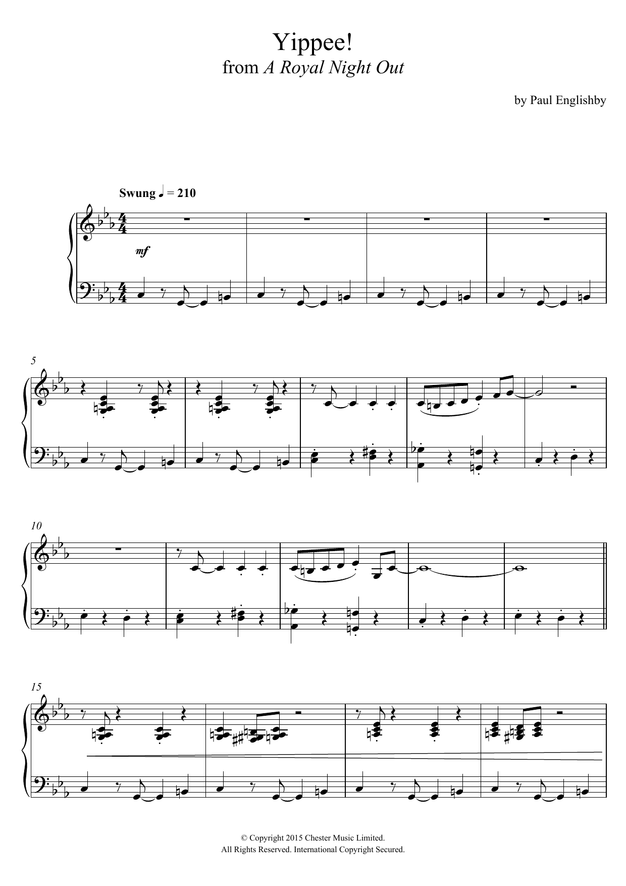 Download Paul Englishby Yippee! (From 'A Royal Night Out') Sheet Music