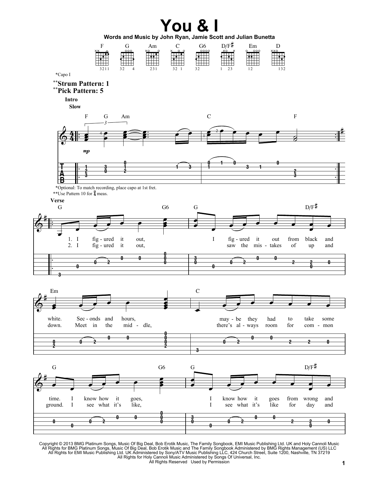 Download One Direction You & I Sheet Music