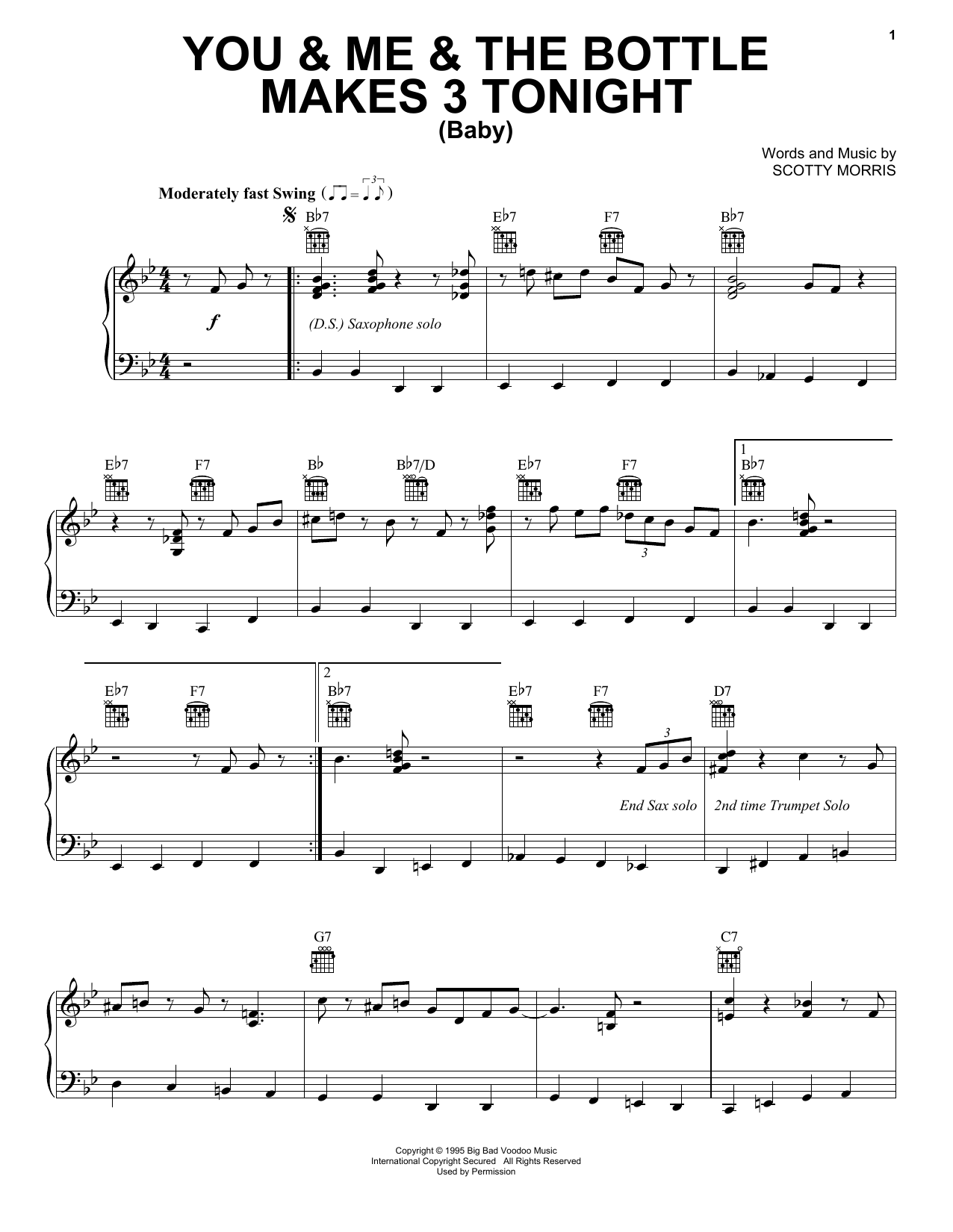 Download Big Bad Voodoo Daddy You & Me & The Bottle Makes 3 Tonight ( Sheet Music